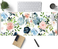 Gaming Green Desk Mat Desk Mouse Pads Purple Blue Pink Floral Mouse Pad Large, XL Big Computer Keyboard Mouse Mat Desk Pad Mat with Stitched Edge for Women Home Office Decor Deskmat 31.5x11.8 in