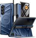 TONGATE for Samsung Galaxy Z Fold 6 Case with Privacy Screen Protector, [Compatible with MagSafe][Anti Spy] Shockproof Z6 Phone Case, Built-in Kickstand & Belt Clip & S Pen Holder for Z Fold 6, Blue