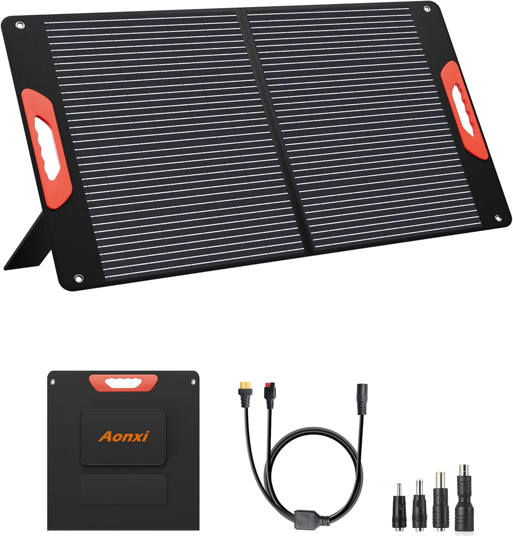 120W Portable Solar Panels for Power Station, 120 Watt ETFE Monocrystalline Foldable 20V DC Output Solar Panel Charger, 24% High Efficiency, QC3.0 USB-A & Type-C Output for Outdoor Camping RV Blackout