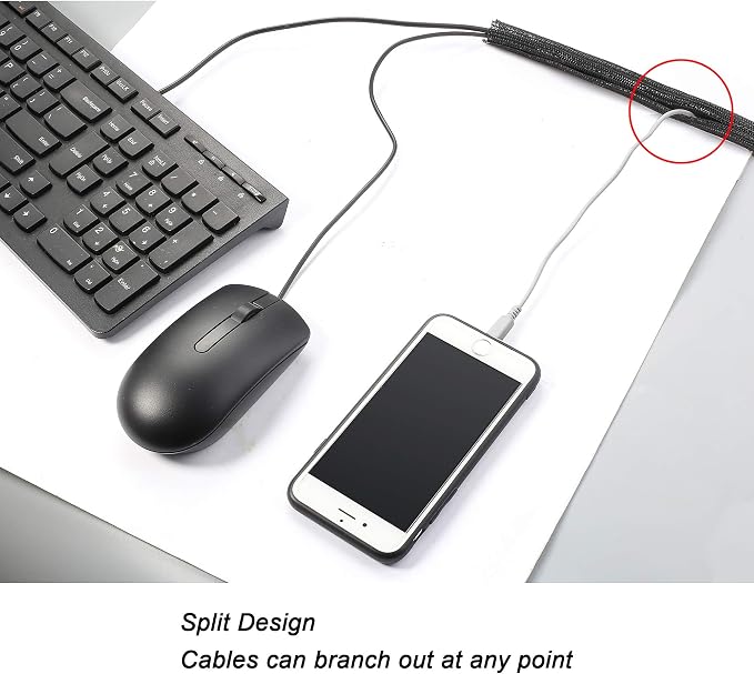 10ft - 1.25 inch Braided Cable Management Sleeve Cord Protector - Self-Wrapping - Image 3