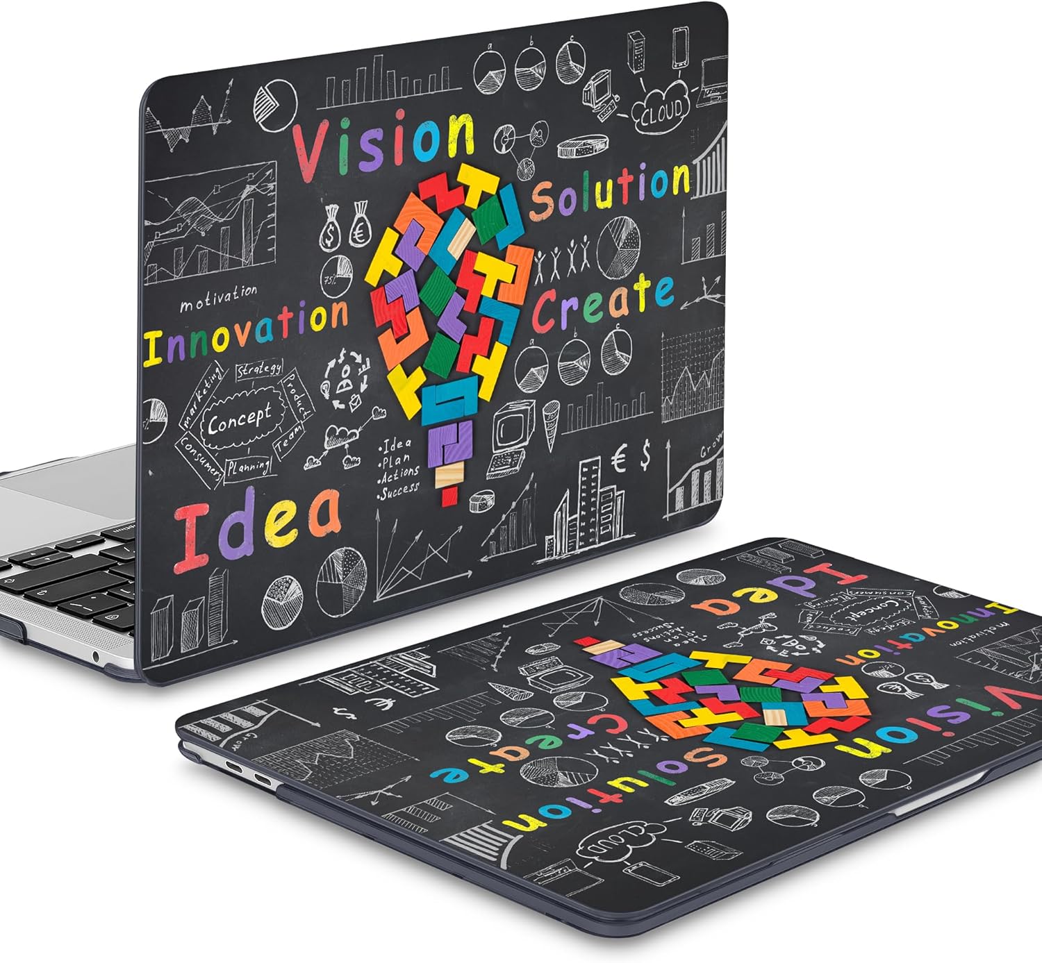 Mektron for MacBook Air 13 Case A1466/A1369 (2010-2017 Release), Snap-on Plastic Hard Shell Cover for MacBook Air 13.3 inch with Keyboard Cover,Geometric Blackboard