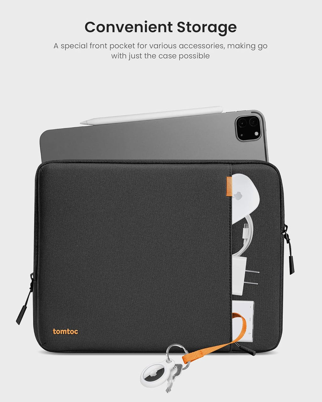 tomtoc 360 Protective Tablet Sleeve for iPad Pro 13-inch (M4) 2024, iPad Air 13-inch (M3/M2) 2025, iPad Pro 12.9-in (6th/5th/4th/3rd Generation) with Magic Keyboard, Water-Resistant iPad Case Bag