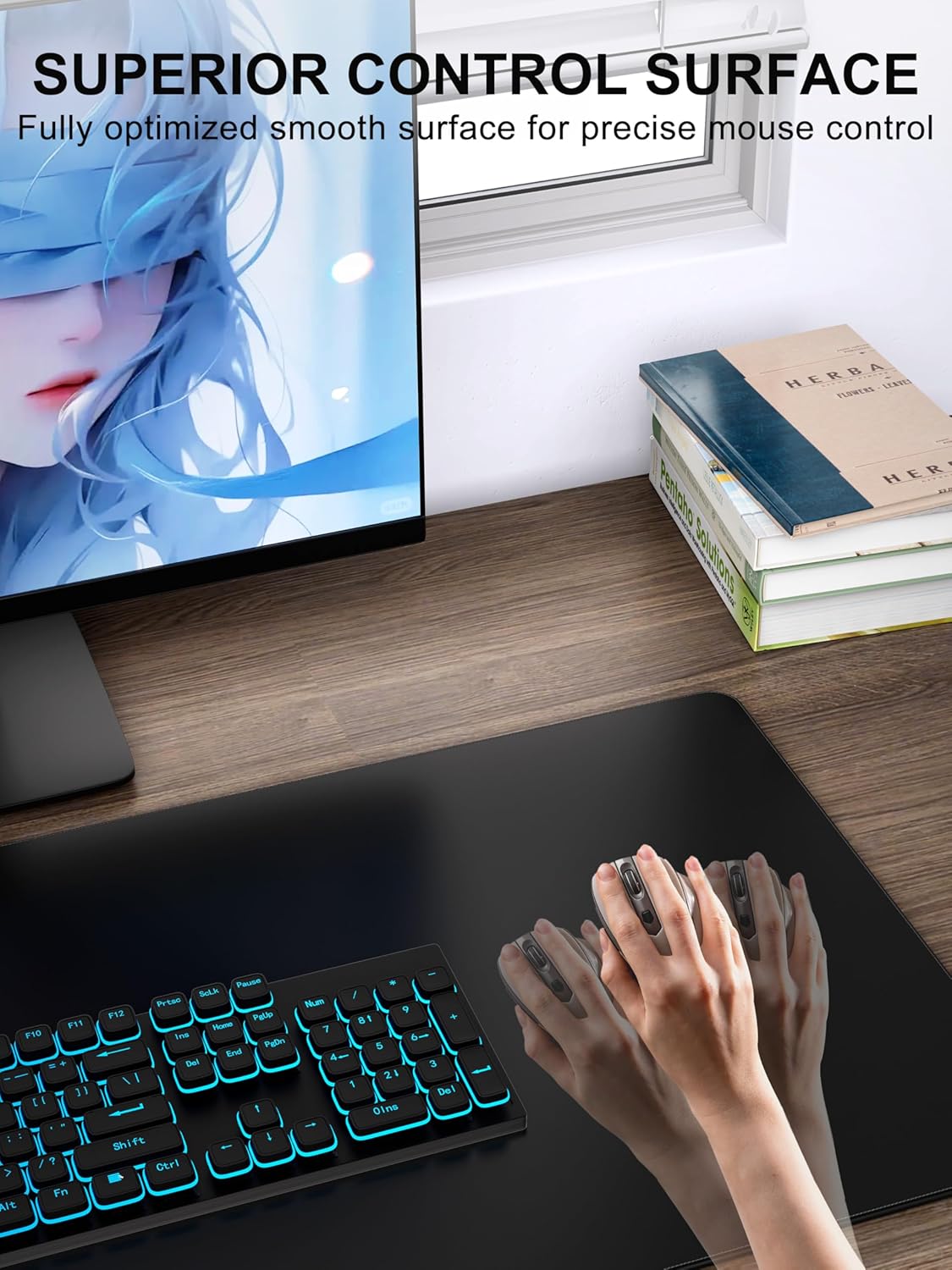 TopMade Mouse Pad with 15W Wireless Charging & Phone Holder, 31.5" x 15.75" XXL Large Desk Pad, Gaming Computer Keyboard Pad, Waterproof Mousepad Home Office Desk Mat for MacBook, PC, Laptop, Black