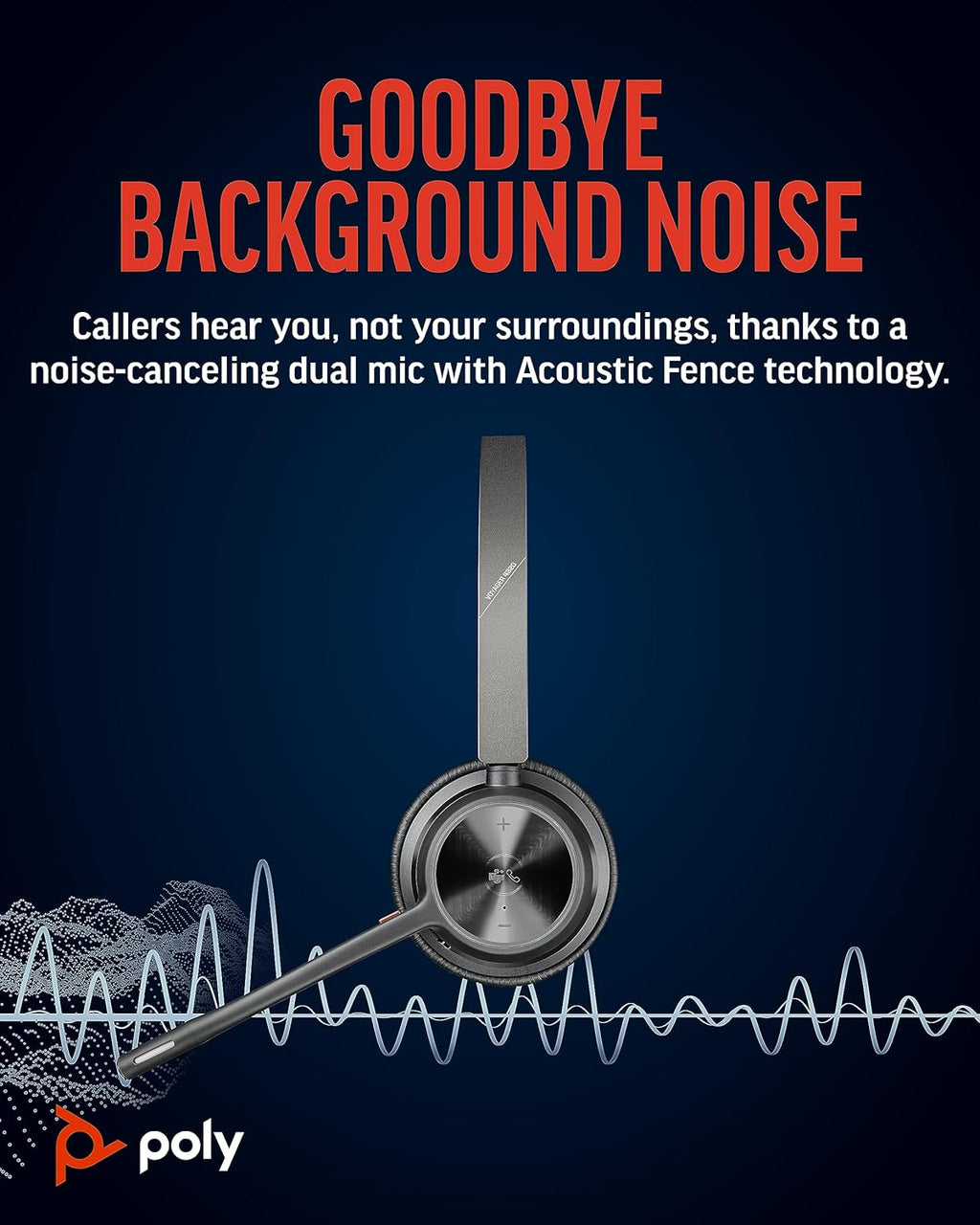 Poly Voyager 4320 UC Wireless Headset (Plantronics) - Stereo Headphones w/Noise-Canceling Boom Mic - Connect PC/Mac/Mobile via Bluetooth - Works w/Teams (Certified), Zoom, & More - Amazon Exclusive