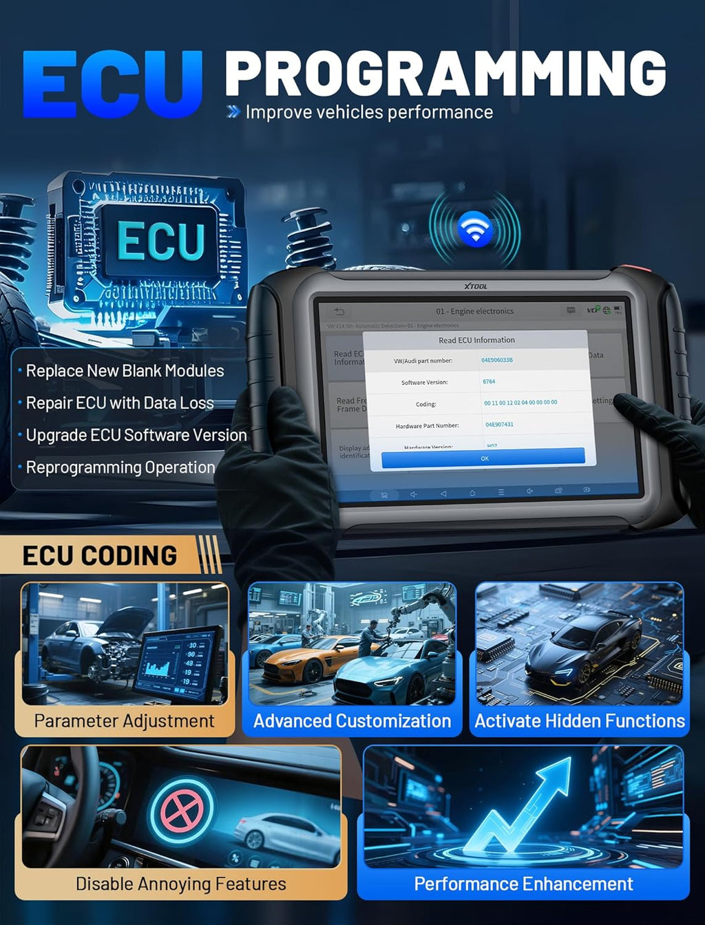 XTOOL IP919 PRO Scan Tool, ECU Programming Car OBD2 Scanner with Topology Mapping, Upgrade of D9S PRO, 51+ Resets, ECU Coding, FCA/CAN FD/DoIP, Automotive Bidirectional Scan Tool with 3-Year Updates