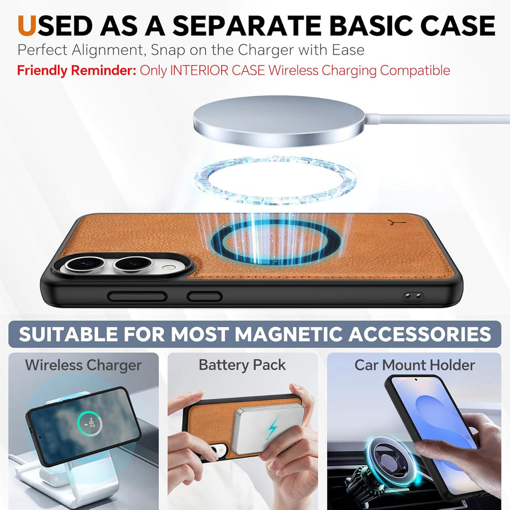 TUCCH Wallet Case for Galaxy S25 Edge, Removable 2 in 1 RFID Blocking [4 Card Slot] Wrist Strap [Wireless Charging] Kickstand PU Leather Magnetic Detachable Protective Cover for Galaxy S25 Edge, Brown