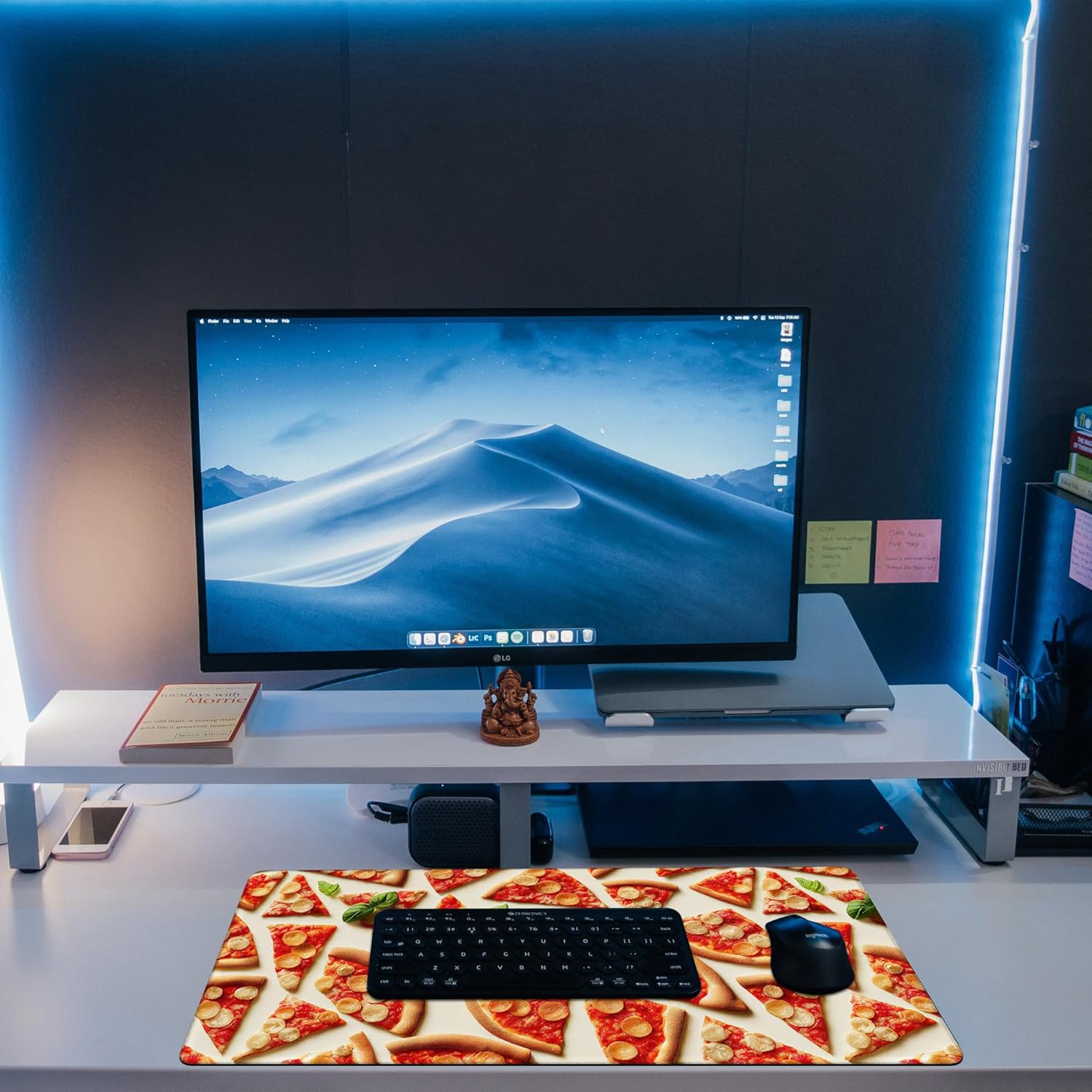 Desk Mat, Realistic Pizza Slices Desk Pad, Pizza Food Large Gaming Mouse Pad for Desk, 31.5"x15.7" Extended Big Computer Keyboard Mouse Pad with Non-Slip Base and Stitched Edge