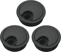 3 Pcs Satin Nickel Metal Cable Grommet, Zinc Alloy Desk Table Grommet Cable Cord Hole Cover for Home and Office, Fits 2inchs Hole 50MM Black