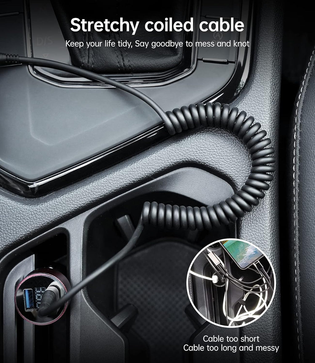 Coiled iPhone Charger Cable for Car, Lightning Cable 2 Pack 5ft, [Apple MFi Certified] Short iPhone Charger Cord Compatible with iPhone 14/13/12/11 Pro Max/XR/8/iPad/CarPlay