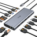 Docking Station Dual Monitor for Dell/HP/Lenovo Laptop,8K HDMI Adapter Docking Station 3 Monitors USB C Hub Multiple Adapter with 2 HDMI+8K DP+10G USB A/C+100W PD+Ethernet+SD/TF+Audio for iPhone 15