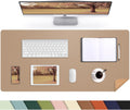 AFIING Leather Desk pad Protector, Large Desk mat with Natural Cork & PU Leather,Mouse pad,Non-Slip Office Desk Mat,Waterproof Desk Writing Pad for Office and Home (35.4in*17in,Dark Apricot)