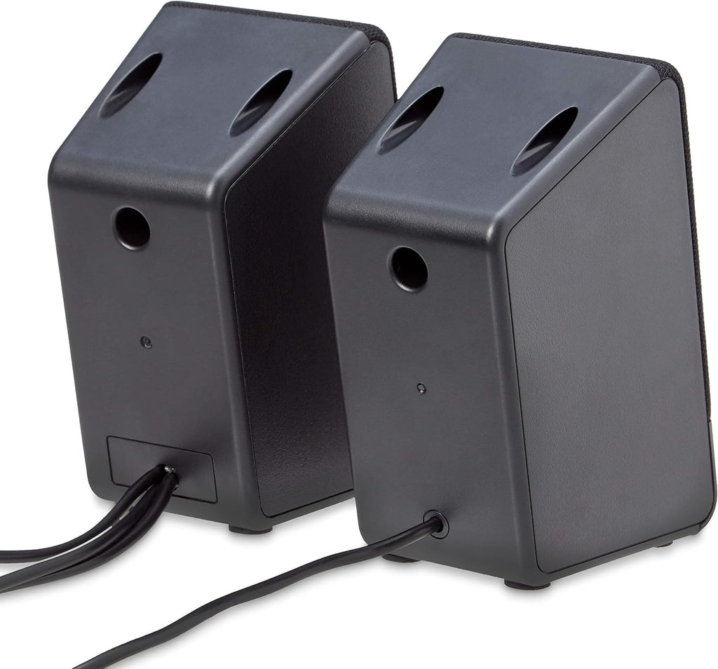 Amazon Basics USB-Powered Computer Speakers for Desktop or Laptop PC with Volume Control, Plug-N-Play, Black