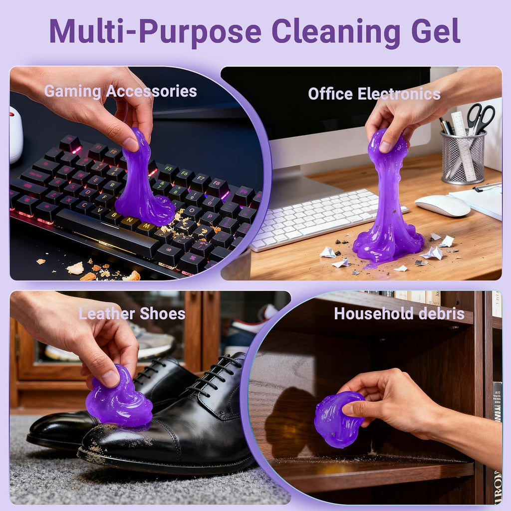 Car Cleaning Gel Reusable 2Pack - Lavender Scent Dust Cleaning Putty Keyboard Slime for Car Interior Air Vent Cleaner, Auto Detailing Tools Accessories, Dust Remover Gifts for Men Women,200g,Purple