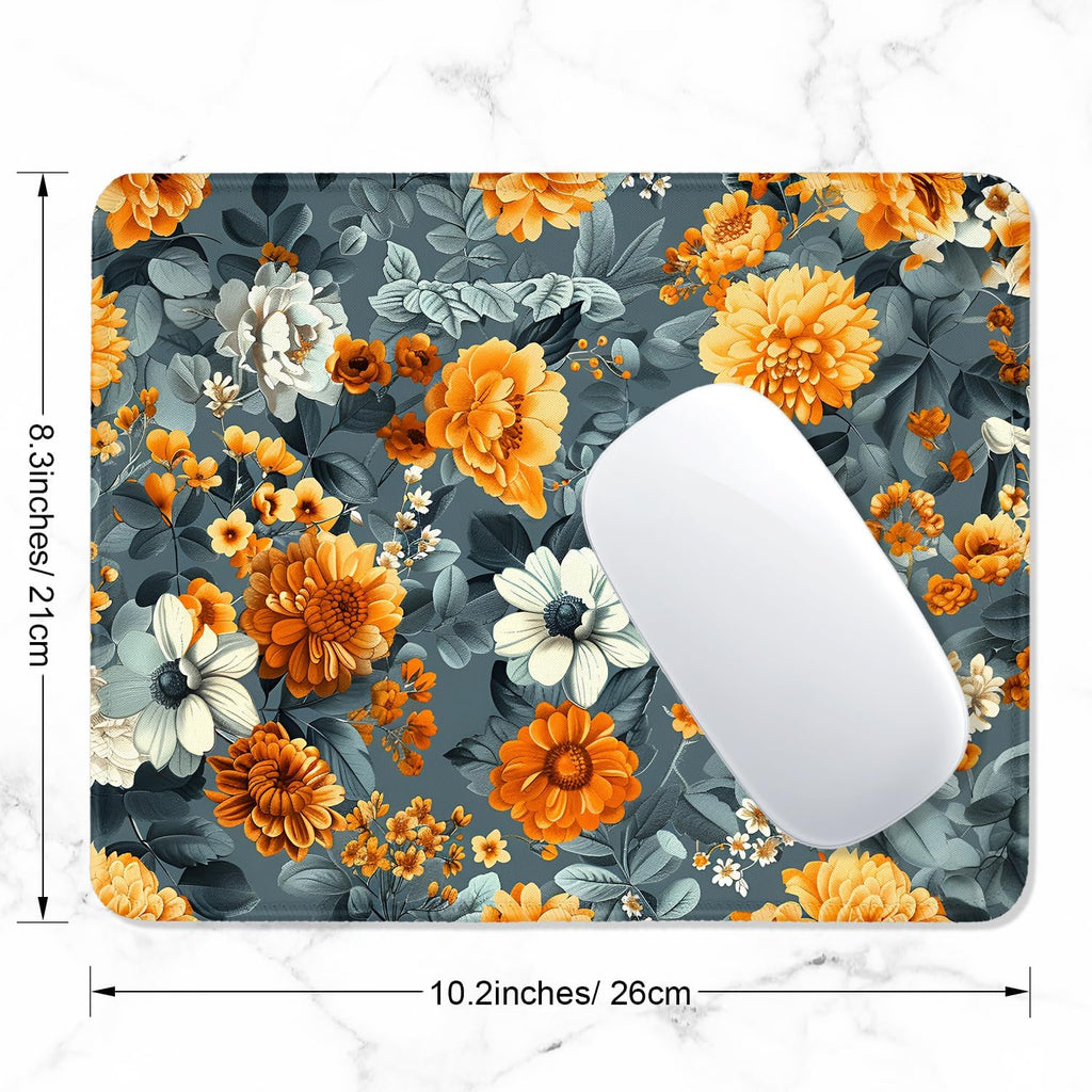 ITNRSIIET Mouse Pad with Stitched Edge Premium Textured Smooth Precise Operation Waterproof Washable Non-Slip Rubber Base Desktop Protection Mat, 10.2×8.3×0.12 inches, Beautiful Flowers