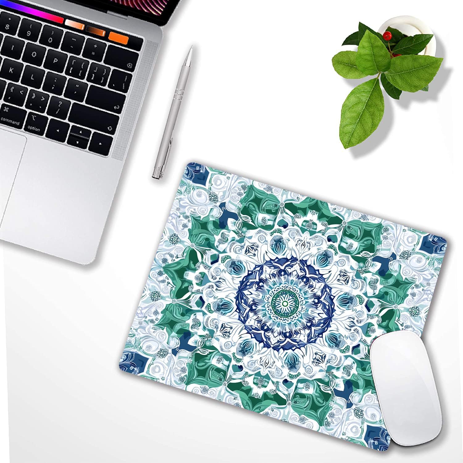 Aesthetic Mandala Pattern Custom Mouse Pad with Non-Slip Rubber, Small Square Design for Wireless Laptop & Computer Mouse Pads for Desk, 9.5 x 7.9 inch Smooth Surface for Gaming & Office