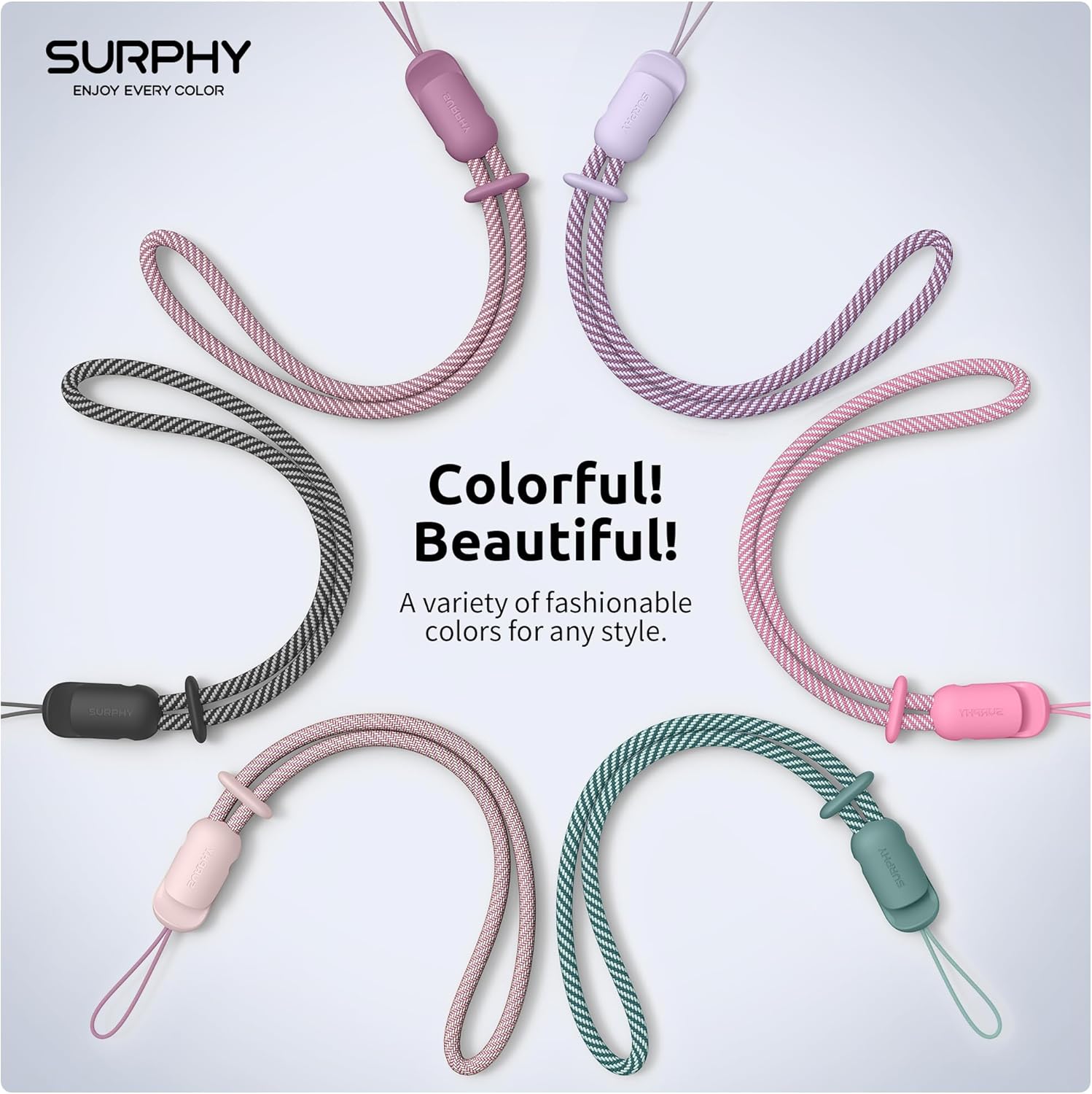SURPHY 3 Pack Phone Wrist Strap with CellPhone Tether Tab, Cellphone Lanyard, Phone Strap with 2-Color Braided, Wrist Lanyard