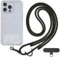 Universal Phone Lanyard, Anti-Theft Crossbody Strap for iPhone 16 Pro Max and Most Smartphones, Adjustable Cell Phone Neck Holder w/ 2 Non-Adhesive Tether Tabs for Men and Women, Black/Black
