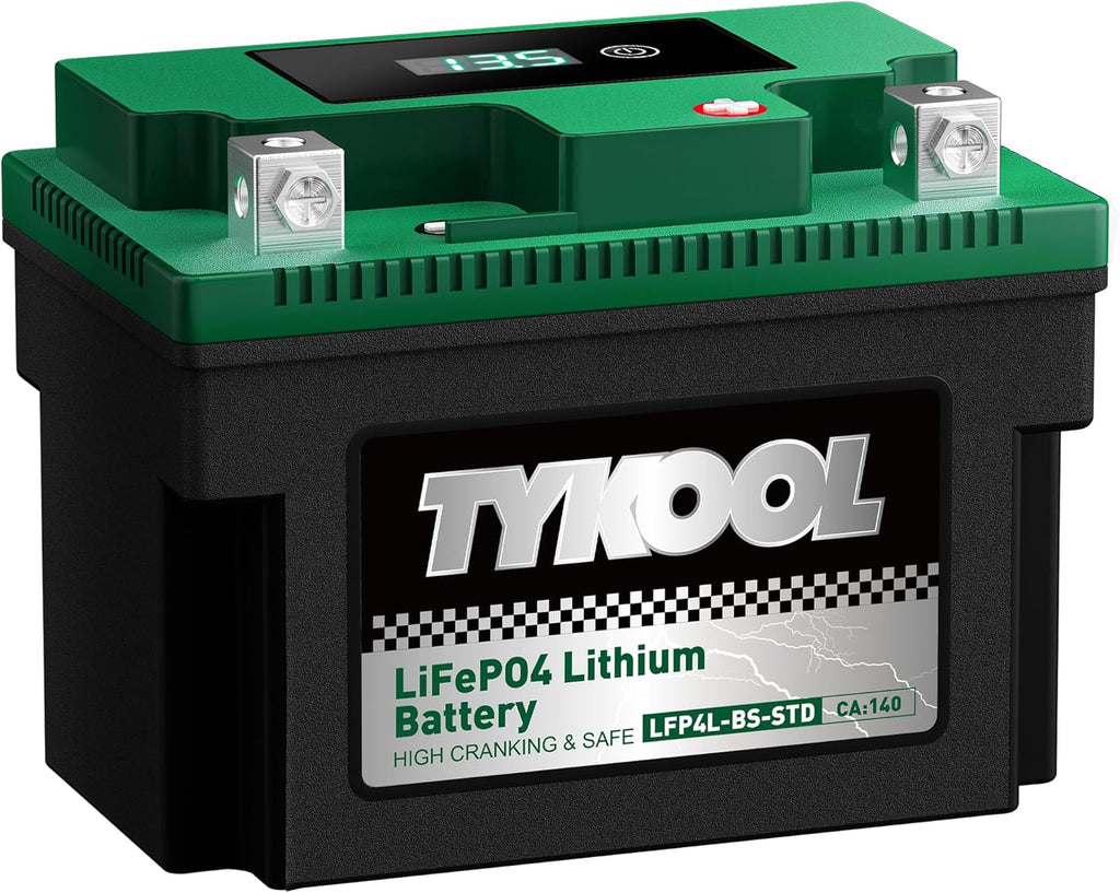 TYKOOL YTX4L-BS YTZ5S Lithium LiFePO4 Motorcycle Battery,2X Cranking Amps 140A,5X Longer Life,Fits for Scooter and Moped, Go kart, ATV,Dirt bikes,4 wheeler, hongda Grom,Snapper walk behind lawn mower