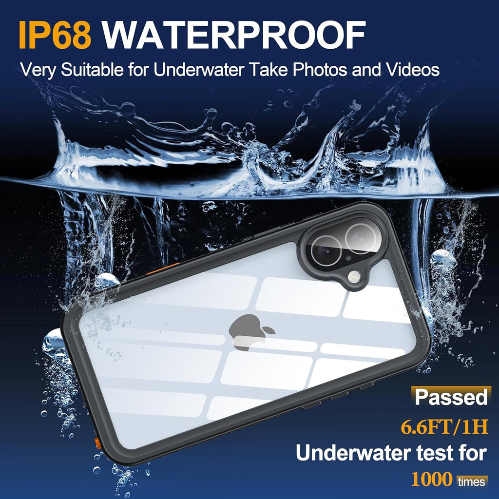 for iPhone 16 Plus Case Waterproof, Built-in Privacy Screen & HD Screen Double Front Frame [IP68 Underwater] Shockproof Dustproof Full Body Protection iPhone 16 Plus Phone Case Pink