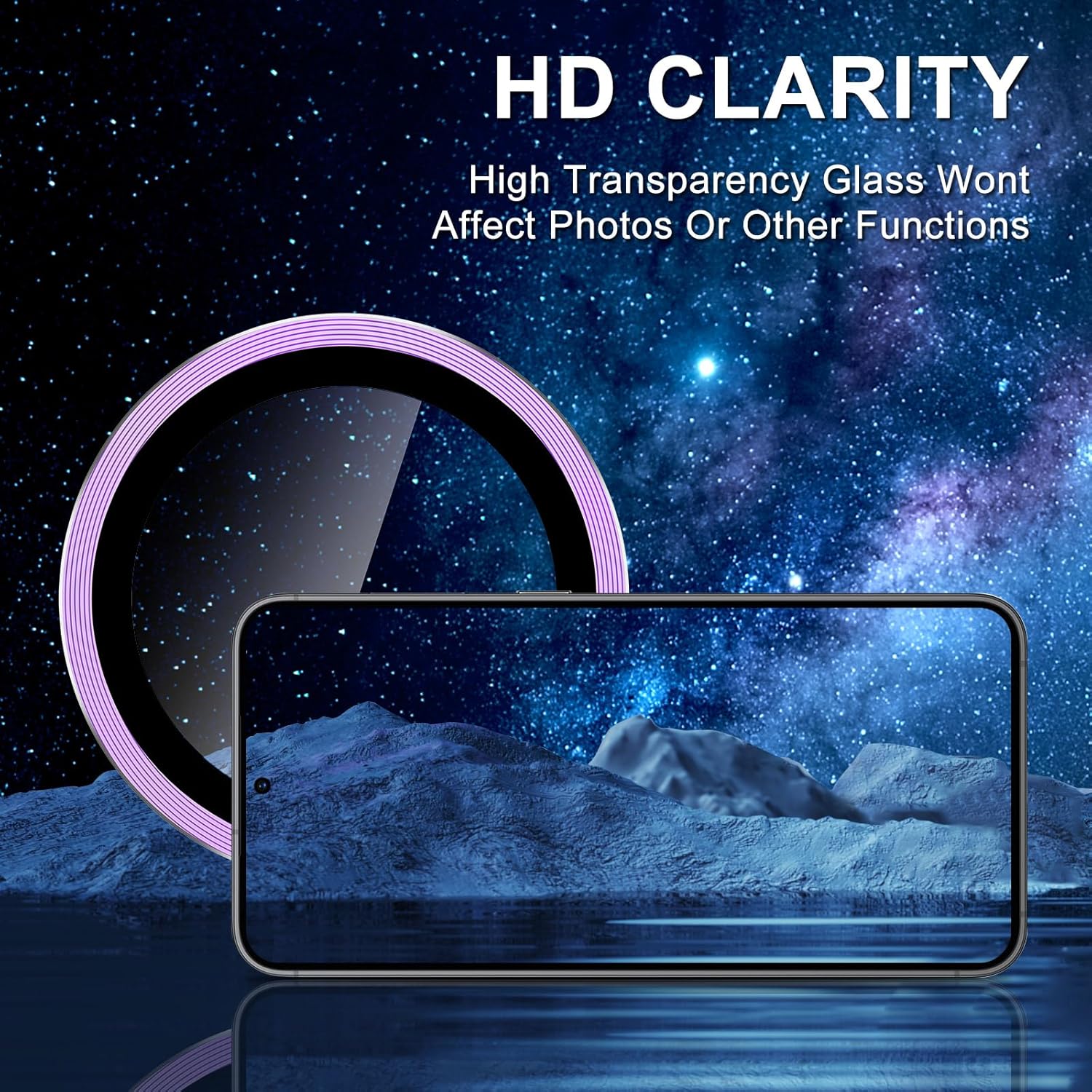for Samsung Galaxy S24 Plus Camera Lens Protector, Individual Metal Ring Tempered Glass Lens Cover, [Strong Adsorption] Scratch Resistant Ultra-Thin HD Clear Lens Cover, 1 Set-Purple