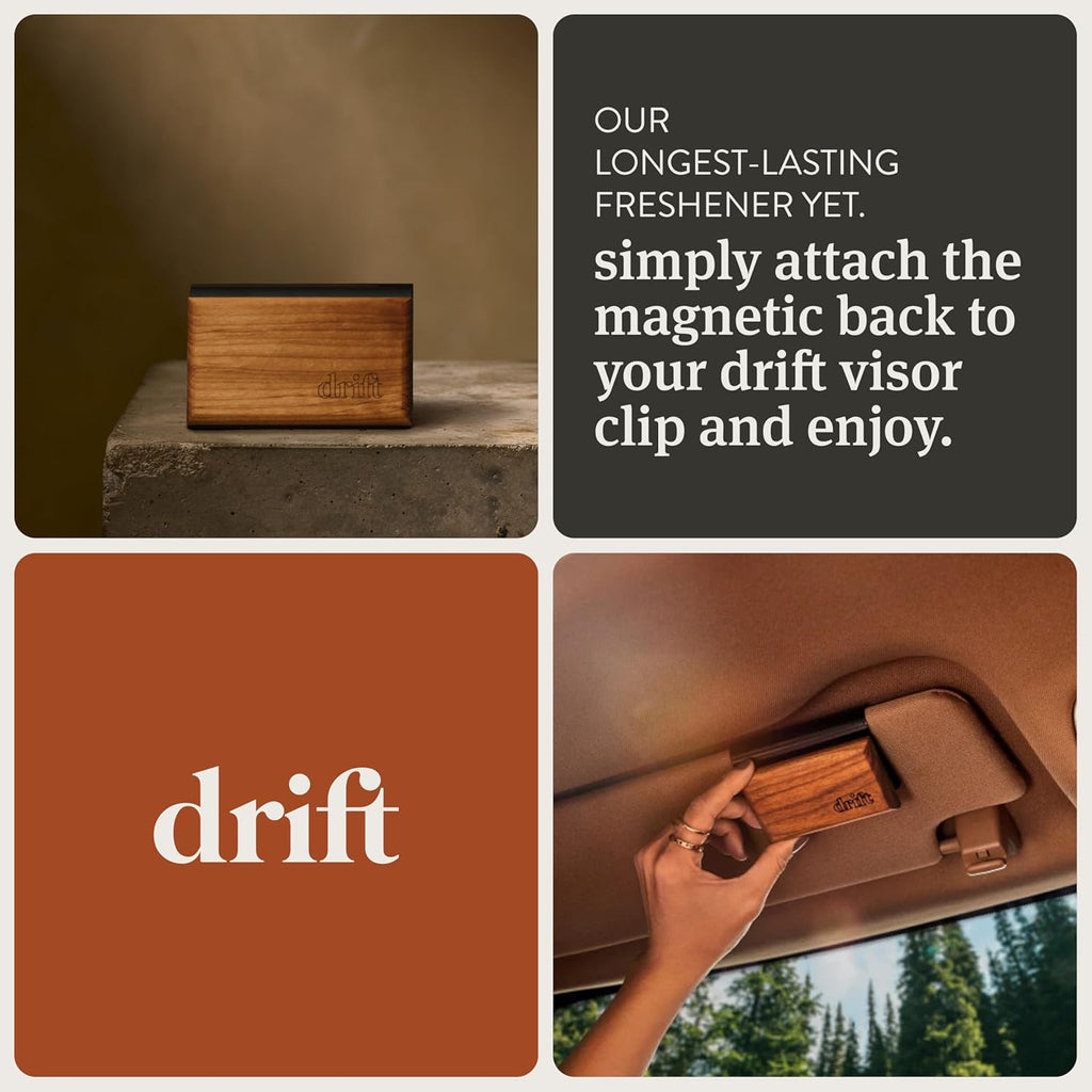 Drift Car Air Freshener - The Original Wood Air Freshener - Car Odor Eliminator - Long Lasting Scent - Metal Clip - Essential Oils - Clean Ingredients - Grove Scent 3 Pack Refill - NO CLIP INCLUDED