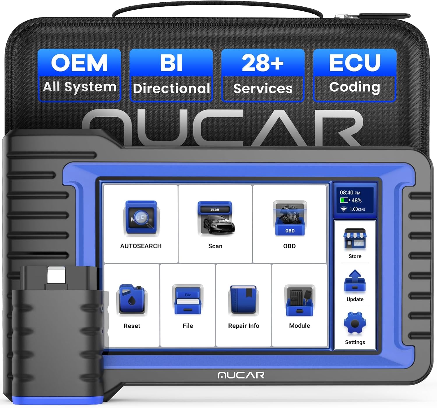 MUCAR OBD2 Scanner Diagnostic Tool, Bidirectional Scan Tool, All Systems 28+ Reset, Obd2 Scanner Bluetooth for Car with Active Test ECU Coding, FCA CAN-FD, Lifetime Free Update