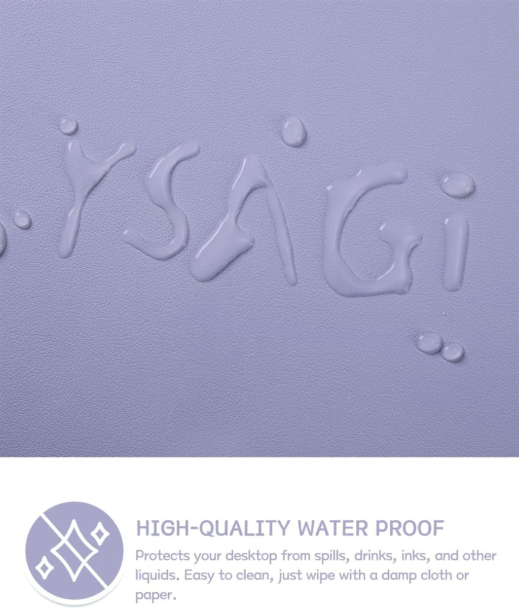 YSAGi Non-Slip Leather Desk Pad, Waterproof Laptop Computer Desk Keyboard Mat, Table Protector Blotter Mat, Large Mouse Pad for Office/Work/Home/Decor(Lavender, 23.6" x 13.7")