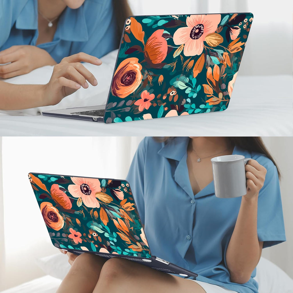 Mektron for 2025 M4 MacBook Air 13.6 Inch A3240 Case Fits 2023 A2681 M2 2024 A3113 M3 Chip with Liquid Retina Display Touch ID, Printed Plastic Hard Shell Cover for MacBook Air 13.6", Abstract Florals