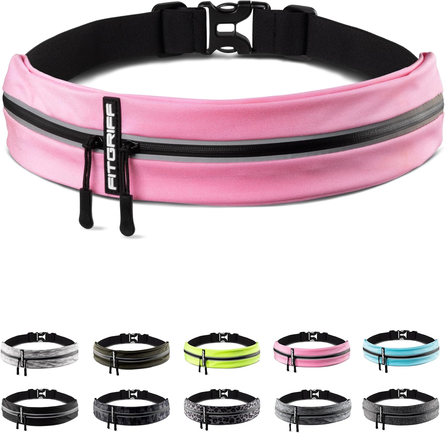 Fitgriff® Running Belt for Men & Women - Secure Jogging Pouch for Phone, Keys & Essentials - For All Cell Phones