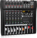 Audio Mixer 6 Channel Professional Mixer Console with 320 DSP Effects, 7-band EQ Sound Mixing Board Digital DJ Mixer w/USB Bluetooth MP3 for Recording, Independent 48V Power & Mute Button
