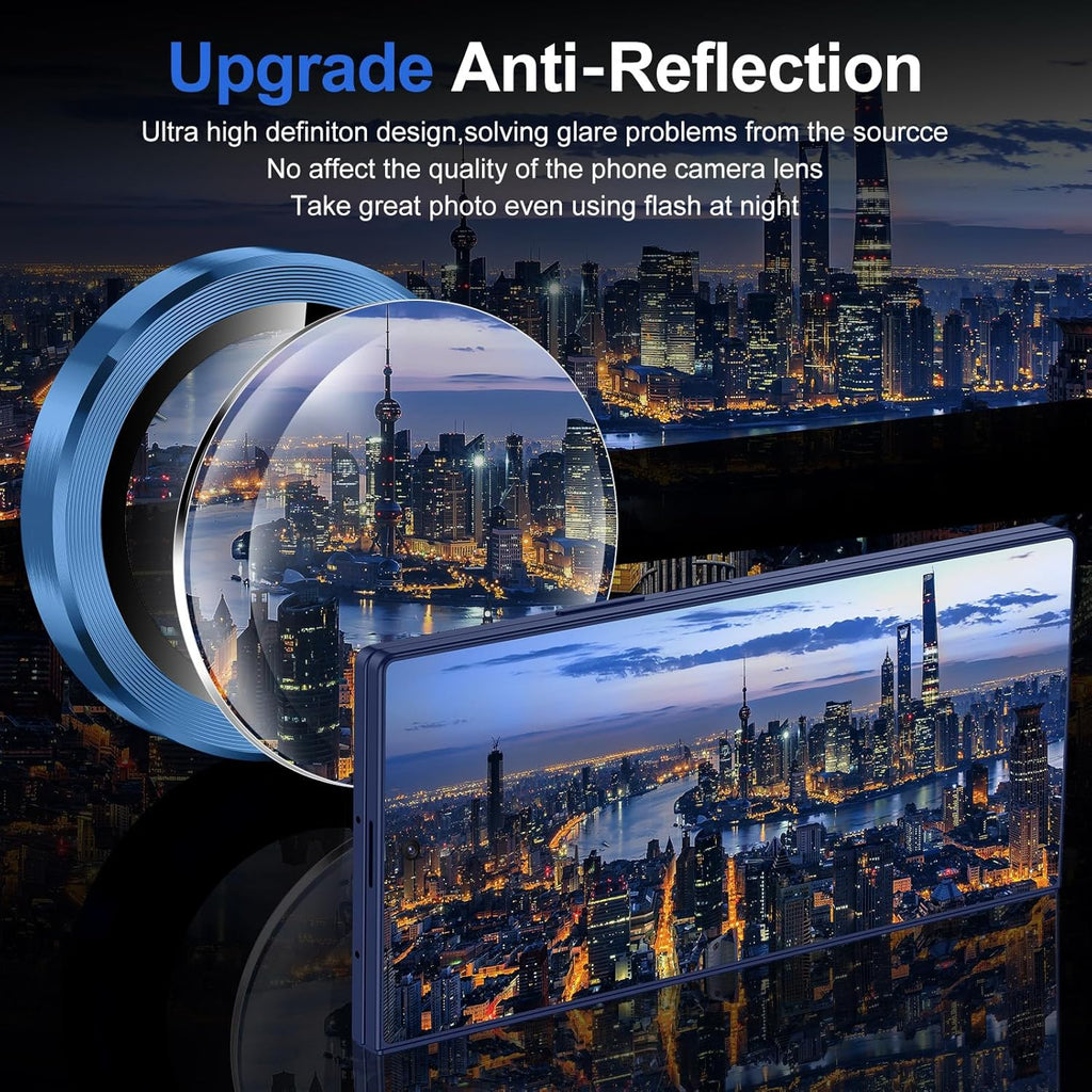 for Samsung Galaxy Z Fold 7 Camera Lens Protector, Individual Metal Ring Tempered Glass Lens Cover, [Strong Adsorption] Scratch Resistant Ultra-Thin HD Clear Lens Cover, 1 Set-Deep Blue