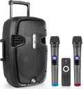 Pyle Wireless Portable PA Speaker, 1000W Bluetooth Loudspeaker, 12” Subwoofer, Dual High-Powered PA System, 2-Way Full Range Audio, Includes Wireless Mic, USB/SD Input, for Outdoor and Event Use