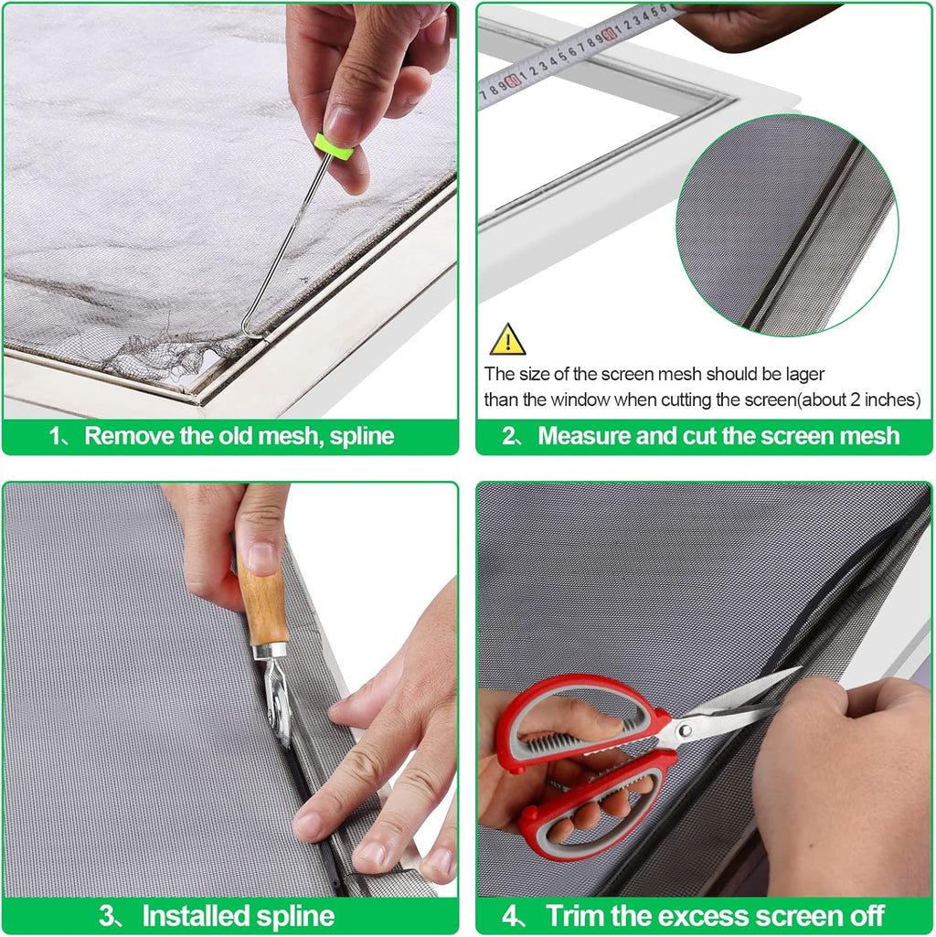 QWR Pet Proof Window Screen Replacement Kit, 39"x118" Durable High Hardness Screen Mesh Replacement Window Screens Repair Kit for Sliding Screen Door,Patio and Windows.(Folded Package)