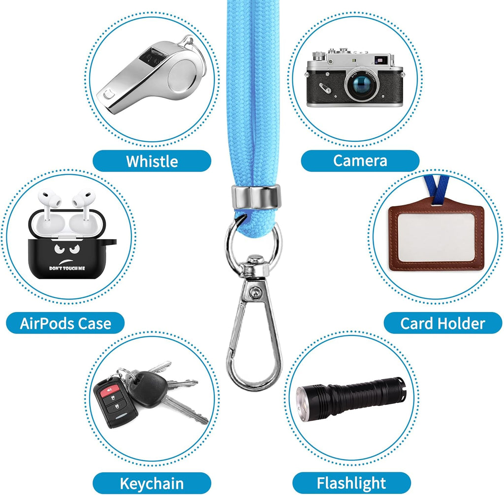 CACOE Phone Lanyard 2 Pcs-1 Pcs Adjustable Neck Strap, 1 Pcs Wrist Strap, 2 Pads, Universal Crossbody Multifuctional Cell Phone Lanyards Compatible with Most Smartphones(Light Blue)
