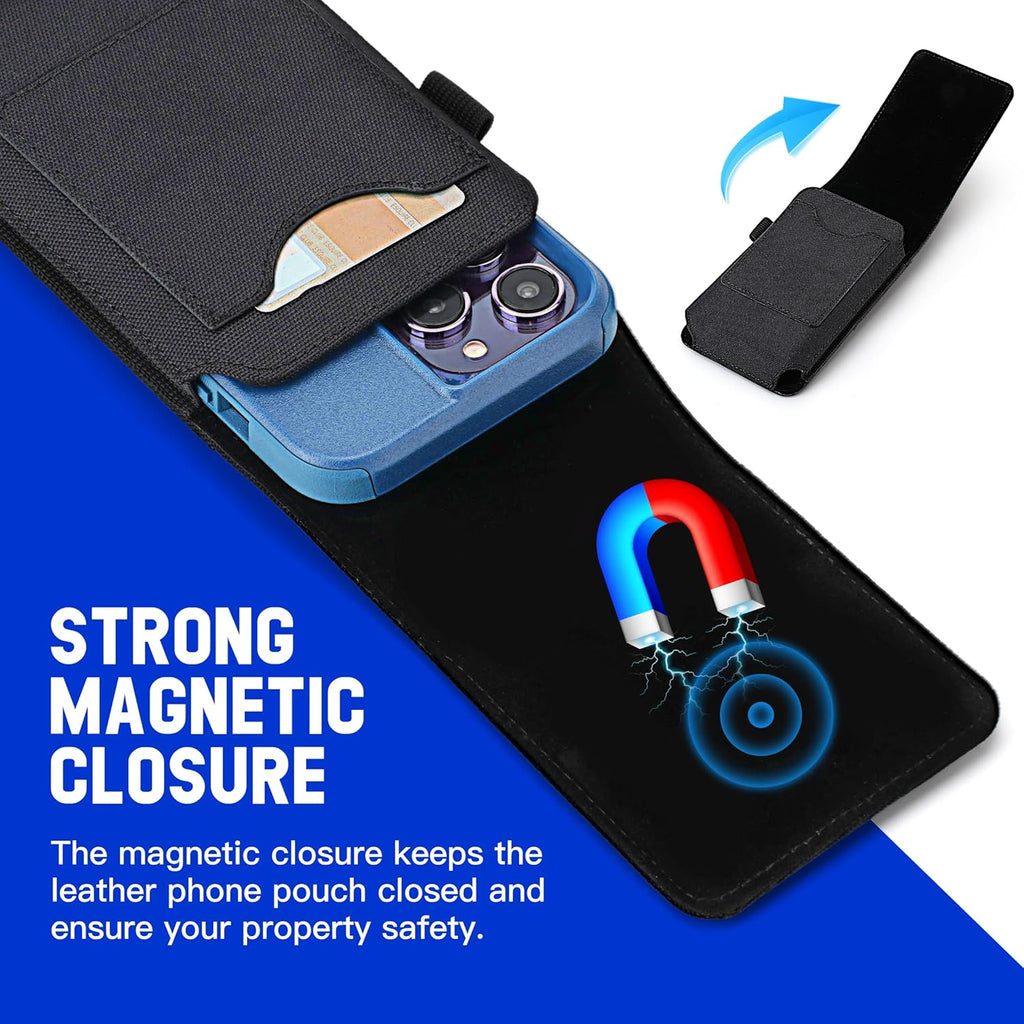 BECPLT for iPhone 17 Pro 16 Pro 16 15 Pro 14 13 Pro 12 Pro Belt Case Nylon Phone Holster with Belt Clip and Belt Loops Cell Phone Holder Carrying Pouch for Galaxy S25 S24 S23 S22 S21 S20 - Black