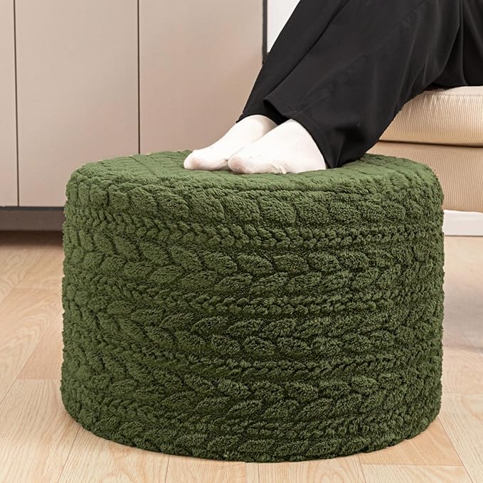 Round Pouf Ottoman 20 x 20 x 14 Inches Boho Poof Home Decor Floor Pouffe by Poofieotto