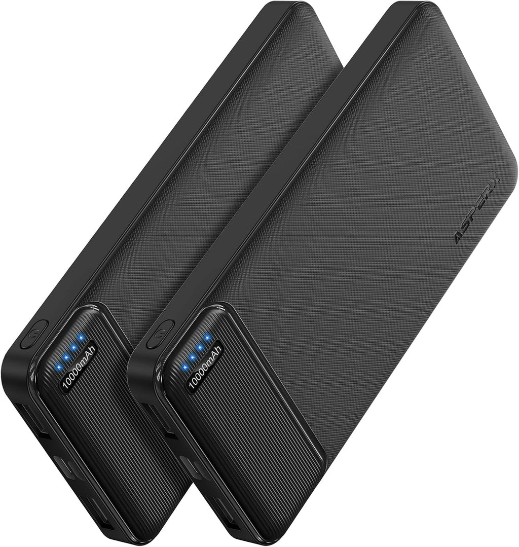 AsperX 2-Pack 10000mAh USB C Output Portable Charger Power Bank Fast Charging, Portable Phone Charger External Battery Pack for iPhone, Samsung, Google LG and Heated Vest