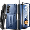 TONGATE for Z Fold 6 Case, [with S Pen Slot & Hinge Protection] [Tempered Glass Screen Protector] Full-Body Military Drop Phone Case for Samsung Galaxy Z Fold 6 with Kickstand & Belt Clip, Blue