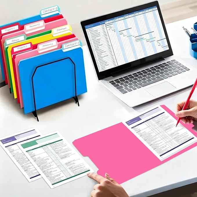 100 Packs Colored File Folders, 1/3 Cut Tabs File Folder, Two-Tone File Folder - Image 7