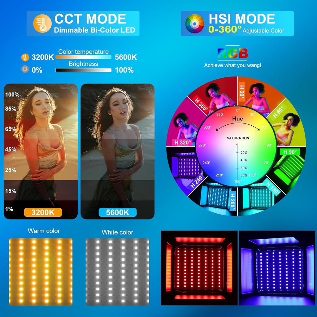 GVM 800D RGB Photography Lighting Kits with 3 Softboxes, 3 Packs Studio Lights with Bluetooth Control, YouTube Video Light with Upgrade18 Lighting Scenes, led Panel Lights for Video Recording