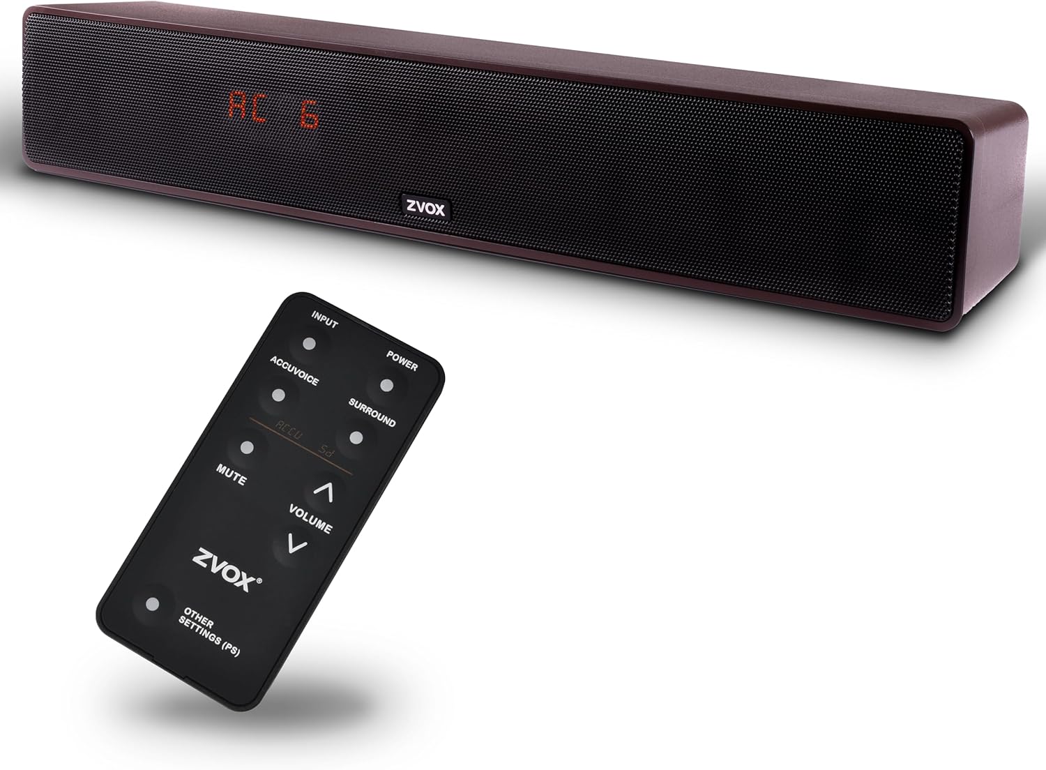 ZVOX Dialogue Clarifying Sound Bar - Patented Hearing Technology, AccuVoice TV Sound Bar with 12 Levels of Voice Boost, 17" Home Theater TV Speakers, Ideal for Smart TVs - AV157 Espresso