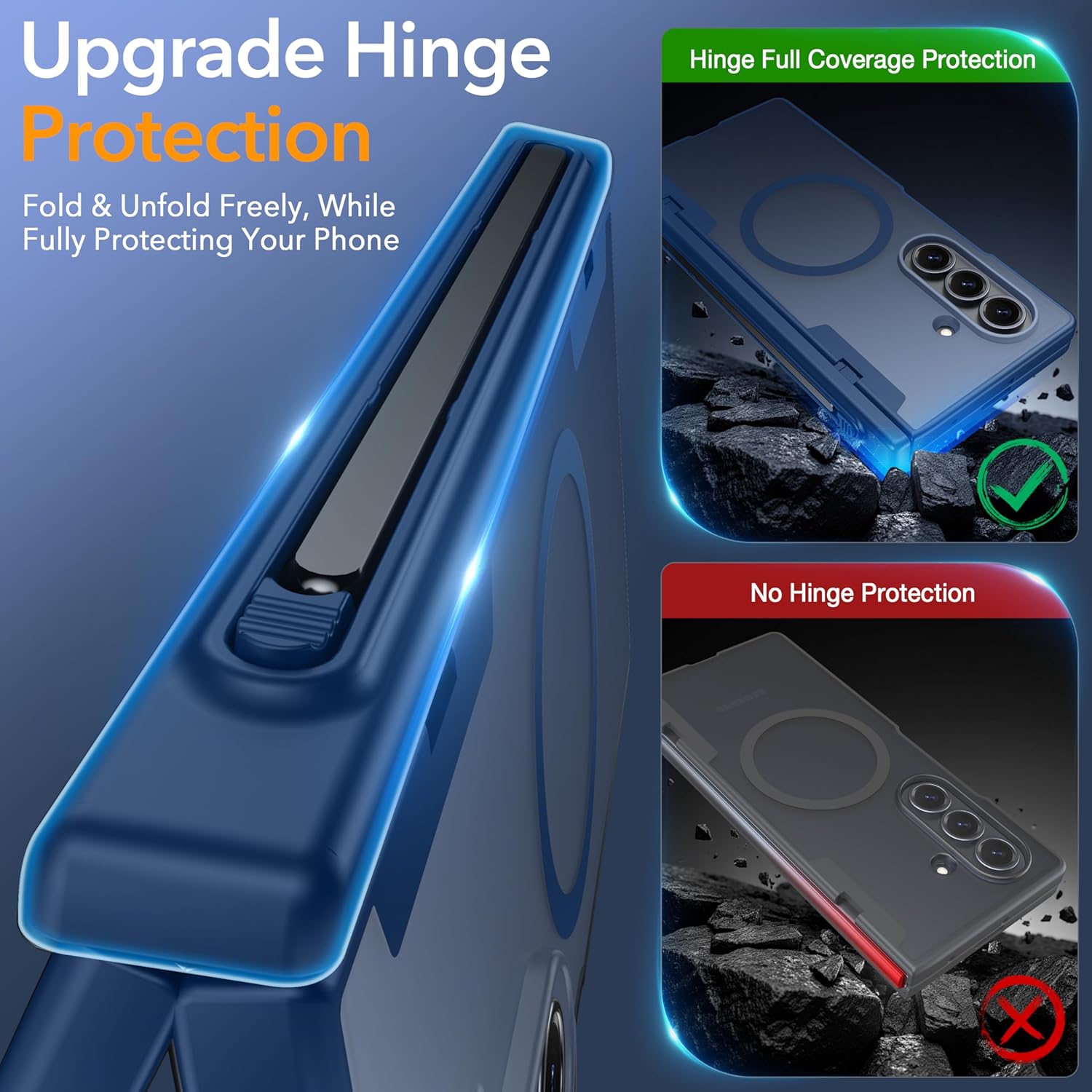 Oneagle Magnetic for Samsung Galaxy Z Fold 7 Case Built in Screen Protector Translucent [Fit for MagSafe] [S Pen Holder Slot] [Hinge Protection] MIL-Grade Shockproof Matte Case for Galaxy Z Fold 7