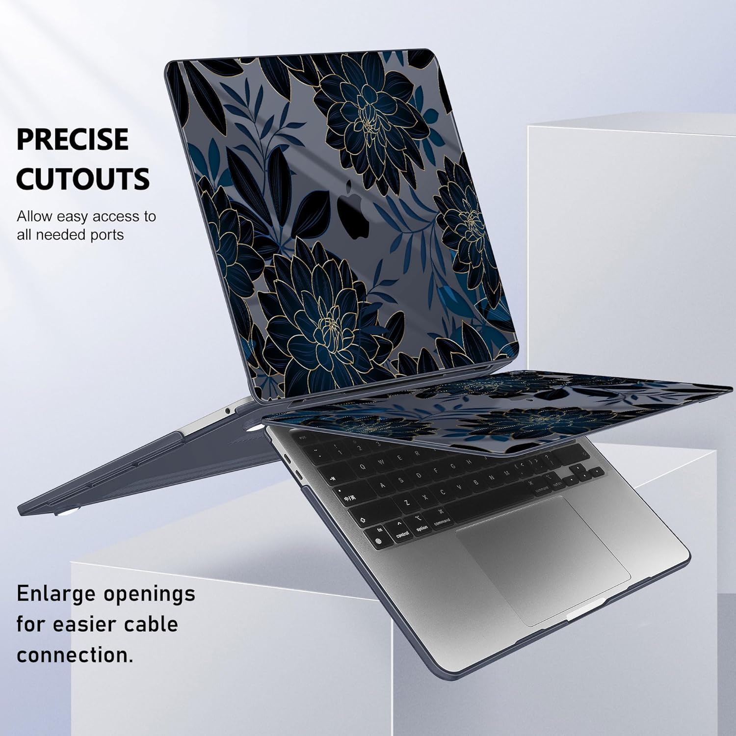 May Chen for MacBook Pro 13 inch Case 2022 2021 2020 Release A2338 M2 M1 A2289 A2251, Plastic Crystal Hard Shell Case Cover for MacBook Pro 13 inch Touch Bar Fits Touch ID, Luxury Dahlia