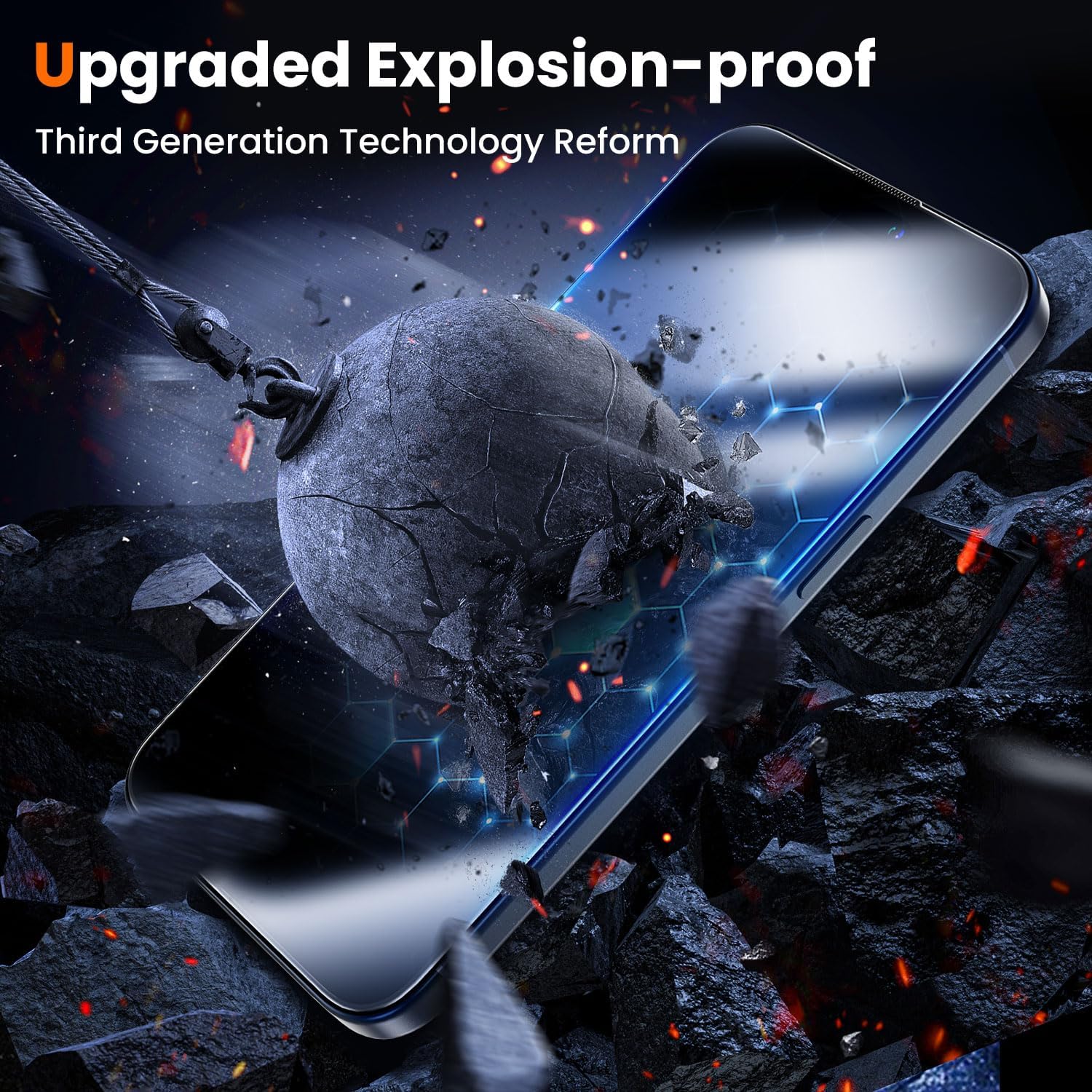 UniqueMe for iPhone 13 Screen Protector - [Military Grade Shatterproof & 9H+ Hardness] Screen Protector 13 Tempered Glass Full Coverage Protection, Easy Installation, 2 Packs
