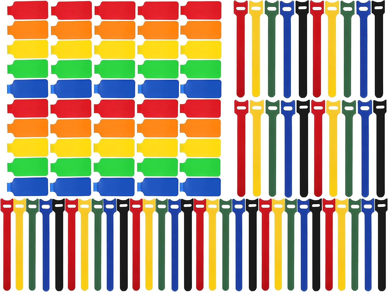 100 Pcs Multicolor Write On Cable Labels & Reusable Fastening Cable Ties Set for Cable Management in Home Office