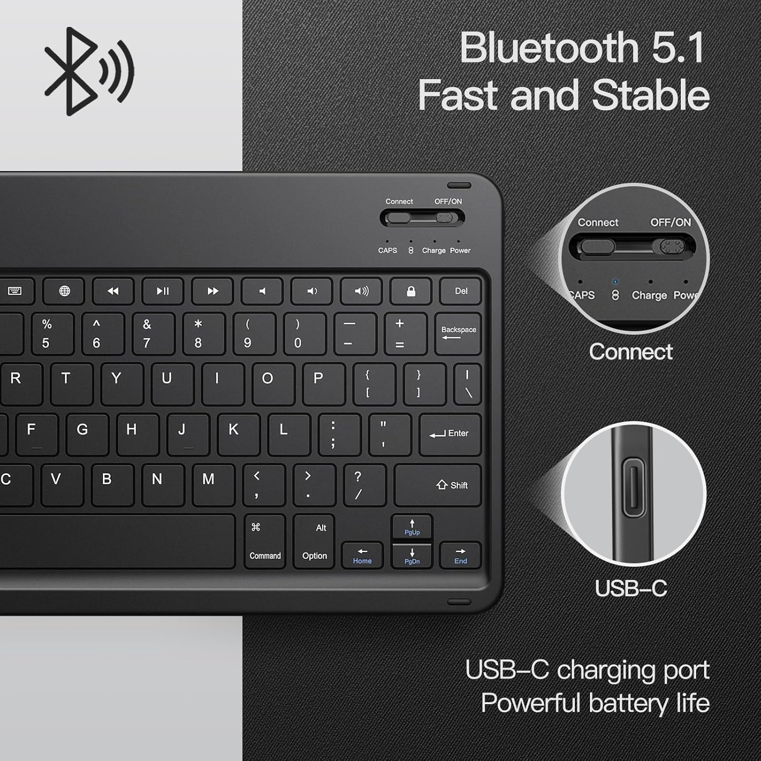 JETech Keyboard Case for iPad (A16) 11th/10th Generation (2025/2022) with Pencil Holder, Magnetic Detachable Bluetooth Wireless Keyboard, Soft TPU Back Stand Cover (Black)
