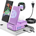 300W Wireless Charger for Samsung,Zutspzss 10 in 1 Wireless Charging Station, 65W USB C Fast Charging Stand for Samsung S25 Ultra/S24/S23/S22/Z Fold,Galaxy Watch Ultra7/6/5,Galaxy Buds,Purple
