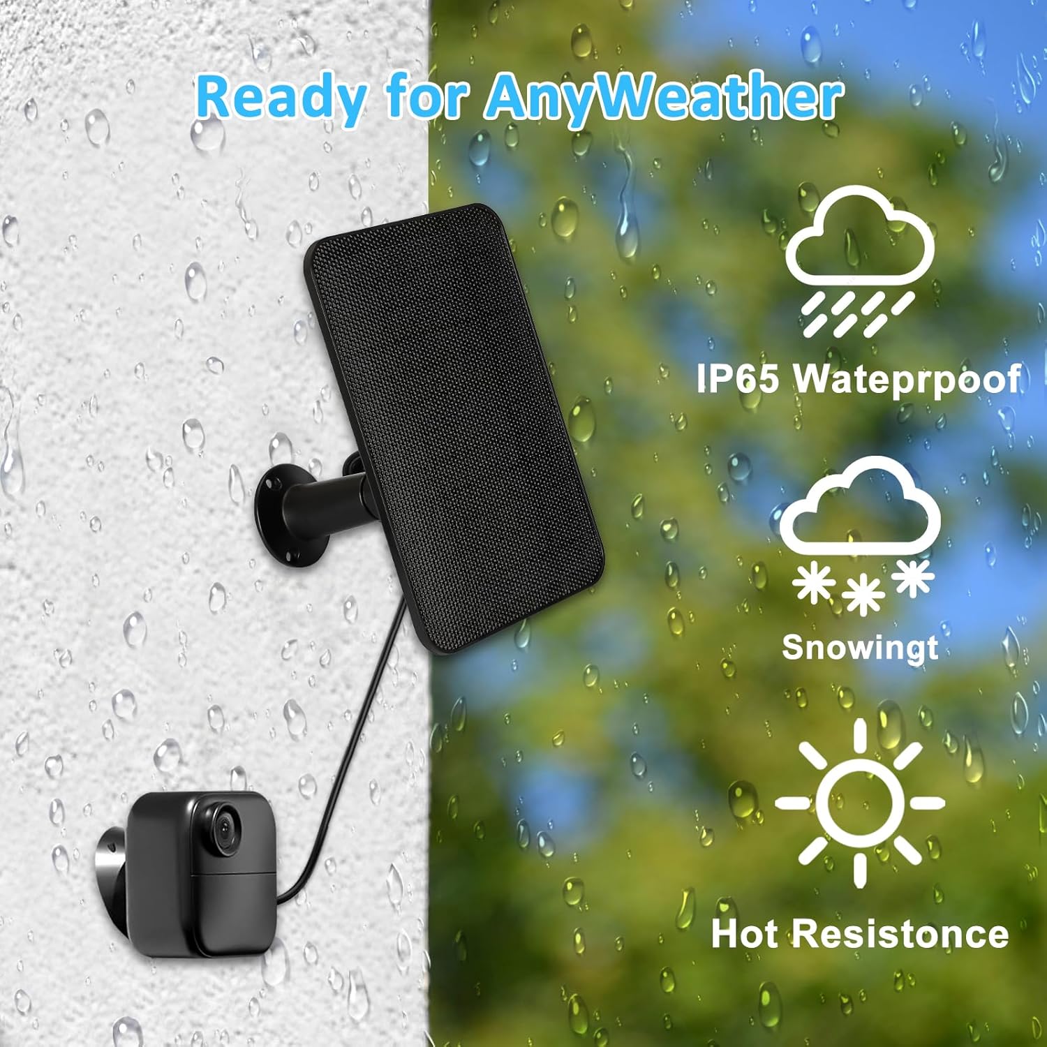 6W Solar Panel Charger for Blink Outdoor/Outdoor(3rd Gen)/XT XT2 Camera Solar Panel with 13.1ft Waterproof Charging Cable, Waterproof Rubber Plug, 360°Adjustable (for Blink 3-2PC)