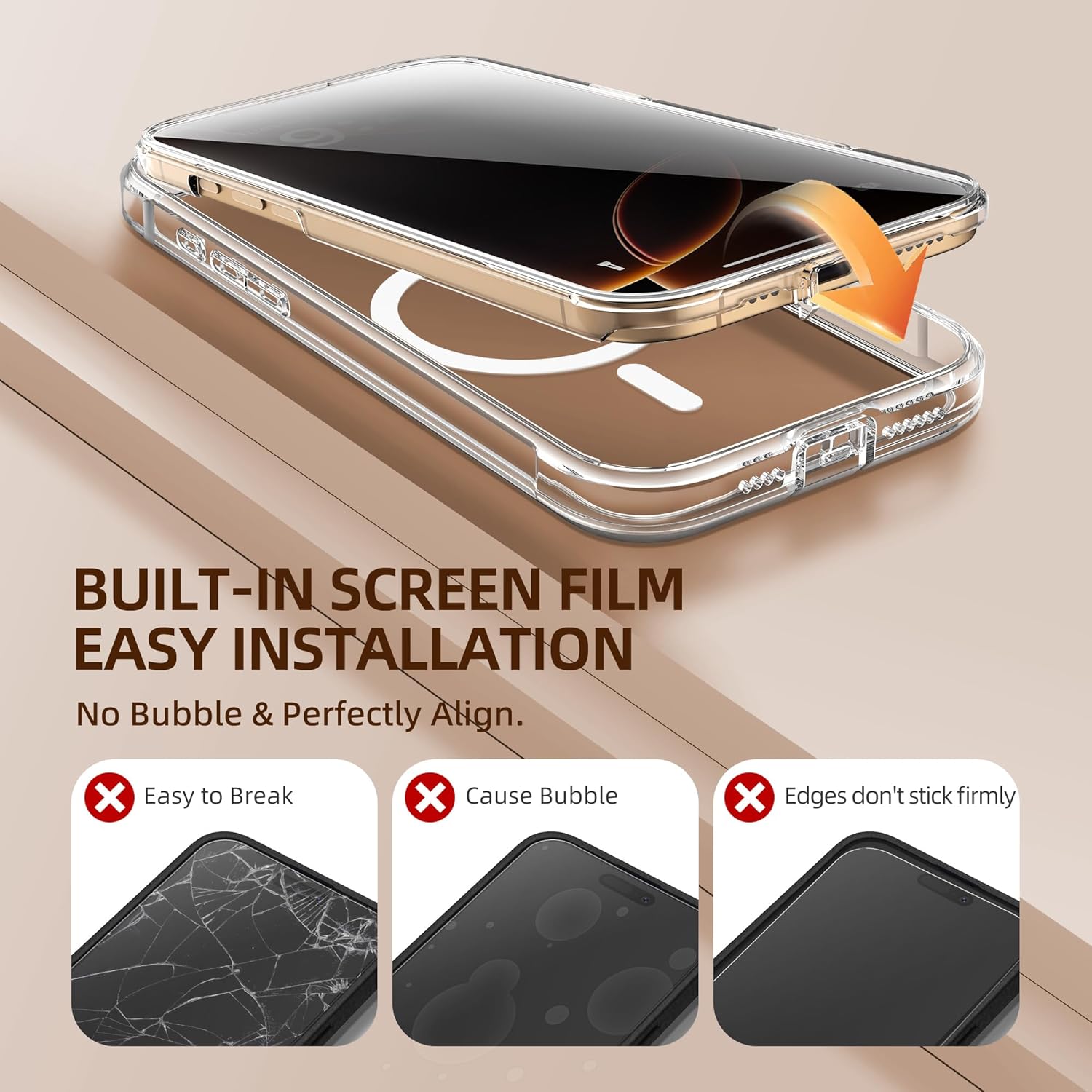 BERFY Magnetic for iPhone 16 Pro Max Case, Compatible with MagSafe, Built-in Privacy Screen Protector and Upgraded Camera Protection, Anti-Spy Full Body Shockproof Phone Case for 16 Pro Max 6.9",Clear