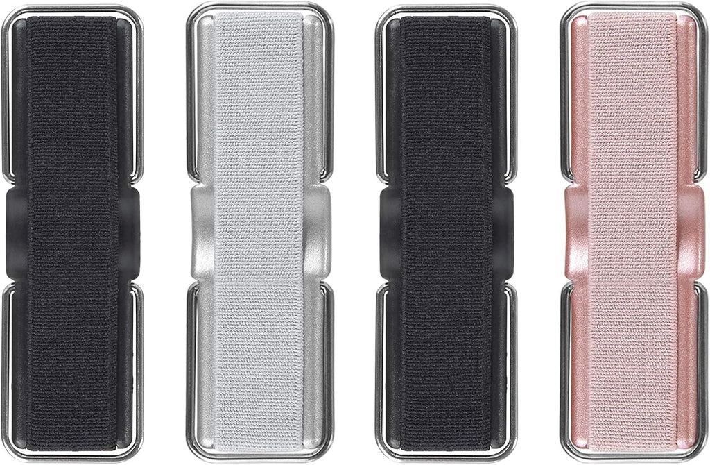 Phone Strap, CISID 4 Pcs Phone Finger Holder Back of Phone Grip with Stand Suitable for iPhone Samsung and Most Smartphones(Black Black Silver Rose Gold 4PCS)